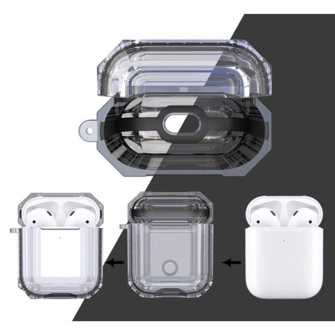 Чехол для AirPods 1/2 Shockproof Transparent Black Чехол для AirPods 1/2 Shockproof Transparent Black